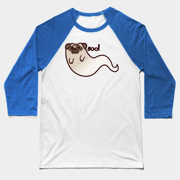 Ghost Pug Baseball T-Shirt by saradaboru